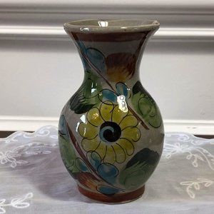 Mexican pottery - hand painted bud vase